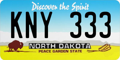 ND license plate KNY333