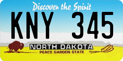 ND license plate KNY345