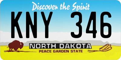 ND license plate KNY346