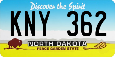 ND license plate KNY362