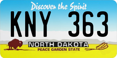 ND license plate KNY363