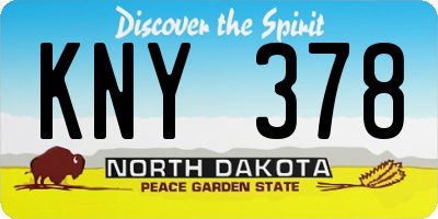 ND license plate KNY378