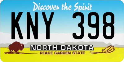 ND license plate KNY398