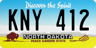 ND license plate KNY412