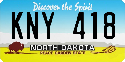 ND license plate KNY418