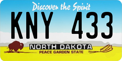ND license plate KNY433
