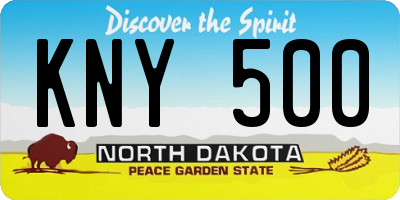 ND license plate KNY500