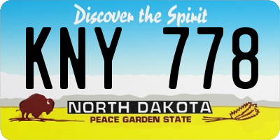 ND license plate KNY778