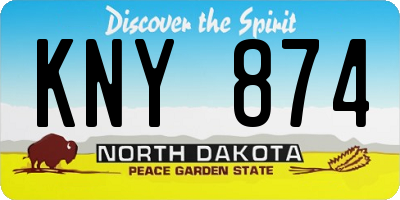 ND license plate KNY874