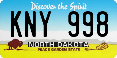 ND license plate KNY998