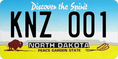 ND license plate KNZ001