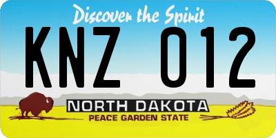 ND license plate KNZ012