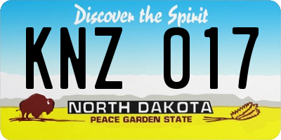 ND license plate KNZ017