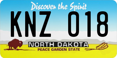 ND license plate KNZ018