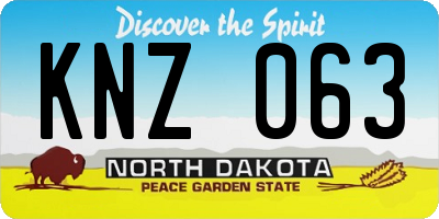 ND license plate KNZ063