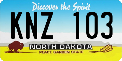 ND license plate KNZ103