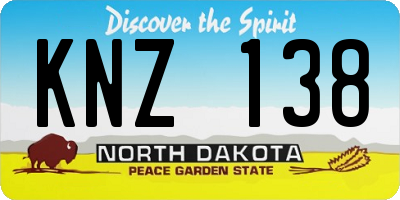 ND license plate KNZ138