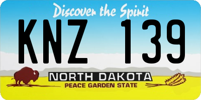ND license plate KNZ139