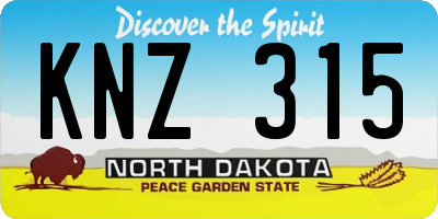 ND license plate KNZ315