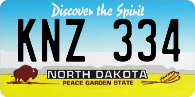 ND license plate KNZ334