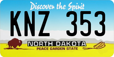 ND license plate KNZ353