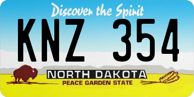 ND license plate KNZ354