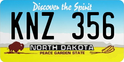 ND license plate KNZ356