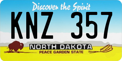 ND license plate KNZ357