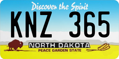 ND license plate KNZ365