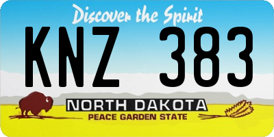 ND license plate KNZ383