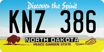 ND license plate KNZ386