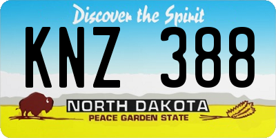 ND license plate KNZ388