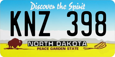 ND license plate KNZ398