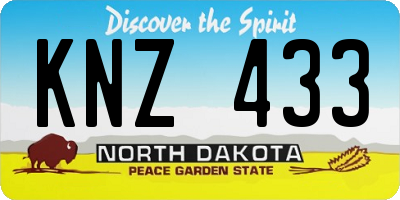ND license plate KNZ433