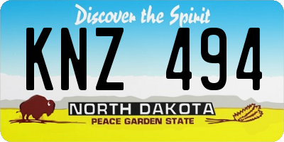 ND license plate KNZ494