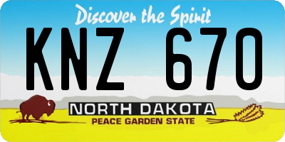 ND license plate KNZ670