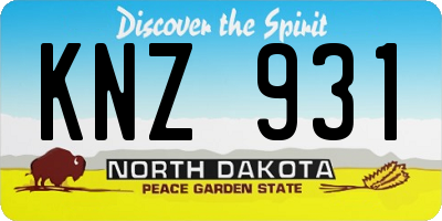 ND license plate KNZ931
