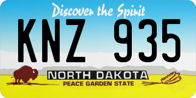 ND license plate KNZ935