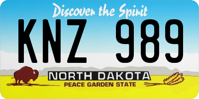 ND license plate KNZ989