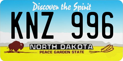ND license plate KNZ996