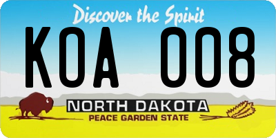 ND license plate KOA008