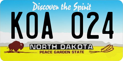 ND license plate KOA024