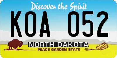 ND license plate KOA052