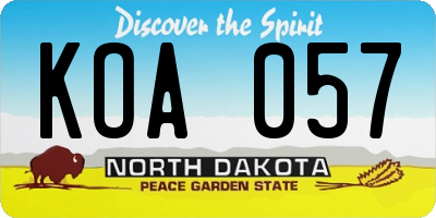 ND license plate KOA057