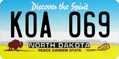 ND license plate KOA069