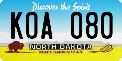 ND license plate KOA080