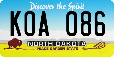 ND license plate KOA086