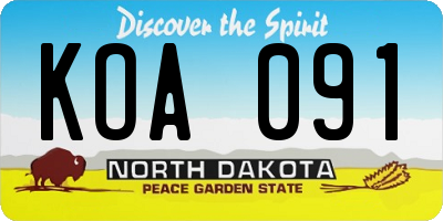 ND license plate KOA091