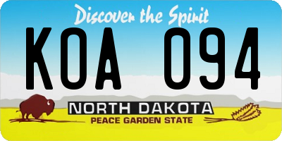 ND license plate KOA094
