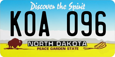 ND license plate KOA096